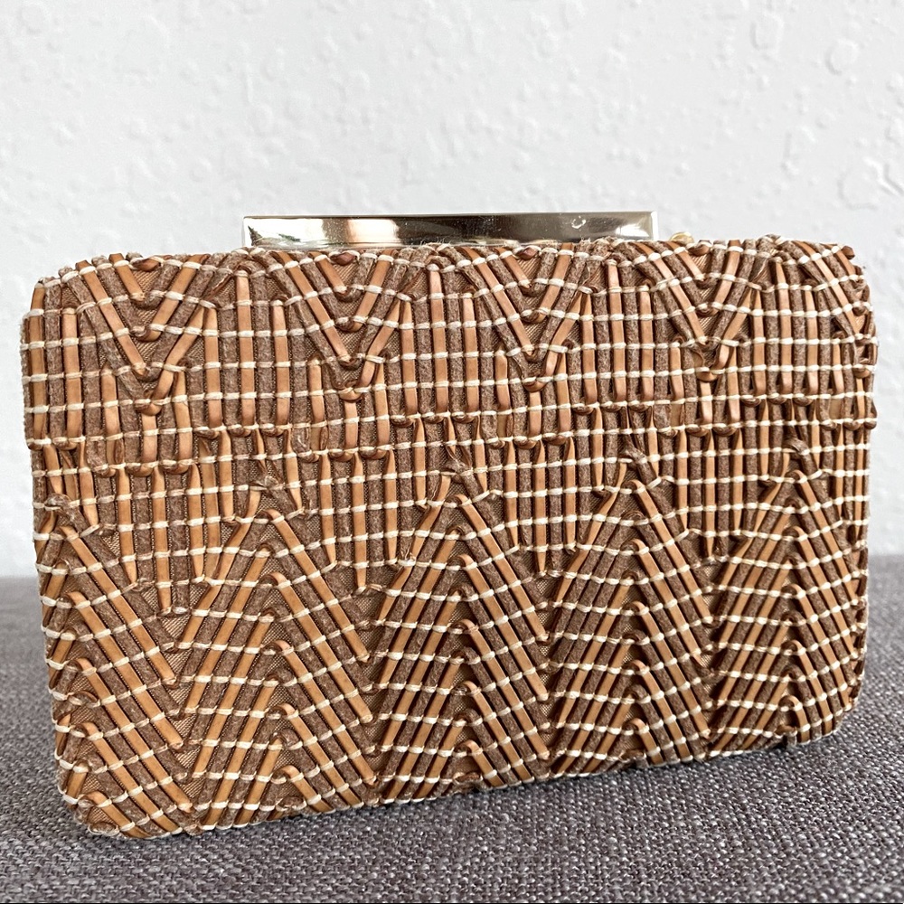 LK Bennett “Natalie” Clutch Natural Leather, Gold Hardware